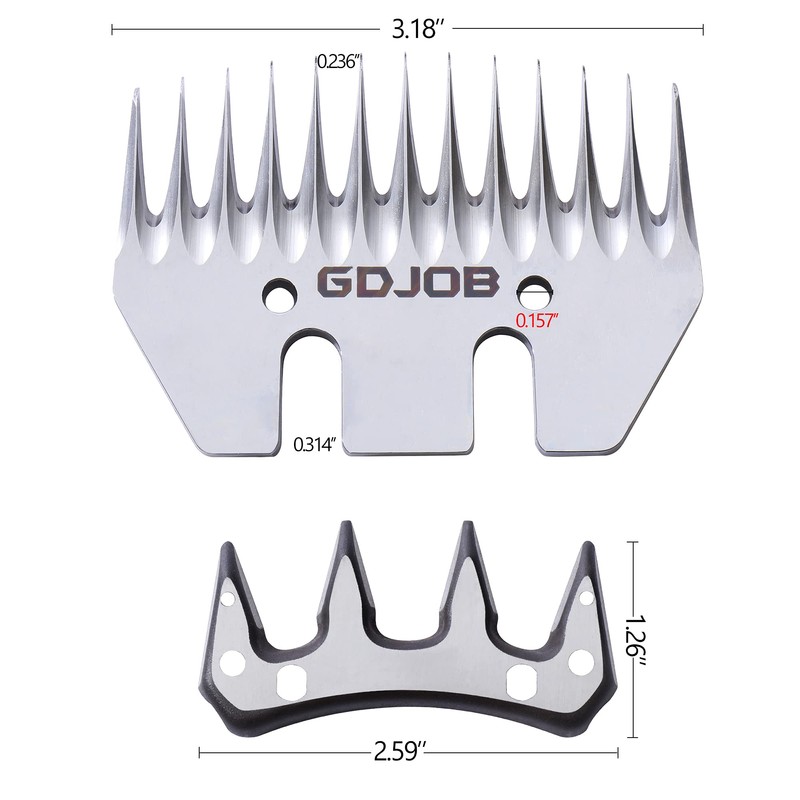 13 Teeth Straight Replacement Blades for Sheep Shears, Professional Stainless