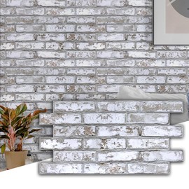 Commomy Faux Brick 3D Wall Panels - 12 pcs of 22.8" x 11.8" - Thin & UrltraLight PVC Peel and Stick Tile Brick Textured Printable for Kitchen, Bedroom,Living Room,TV Background,RV（Covers 22.48 sq.ft）