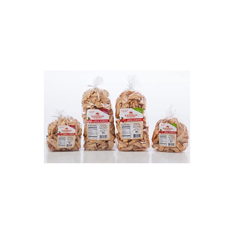 Kauffman Orchards Homemade Tart Apple Schnitz (Dried Apples), Chewy, Nutritious,
