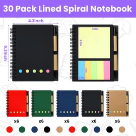 30 Set Pocket Notebook with Pen, Small Bulk Notepads with Sticky Notes