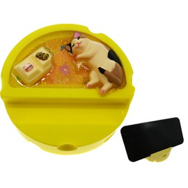 Funny Round Phone Stand,Cute Phone Stand for Desk,Resin Yellow Cheese Base Cell Phone Holder,Cute Cat Animal Desktop Accessories with All Mobile Phones