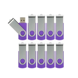 32GB Flash Drive 10 Pack, Alihelan 32G USB Stick Thumb Drive Bulk USB 2.0 Memory Stick Swivel Pen Drive Jump Drive, Purple