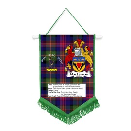 MacLennan Scottish Clan Scotland Car/Wall Pennant With Green Border Great Souvenir