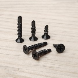 90 PCS Black Self Tapping Screws for Metal – Stainless Steel Self Drilling Screws (Flat Head)