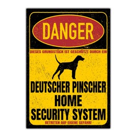 German Pinscher Dog Sign Danger Security System Door Sign Dog Sign Warning Sign