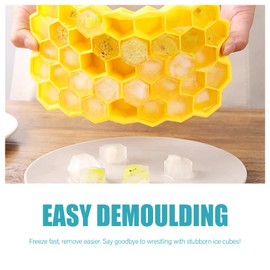 Mini Ice Cube Tray with Lid and Bin, 37 Pack Ice Trays for Freezer,Mini Ice Maker,Ice Cube Mold,Small Ice Cube Trays,Crushed Ice Trays for Wiskey.Juice Drink (Yerrow, 37 Pack ICE Cubes)