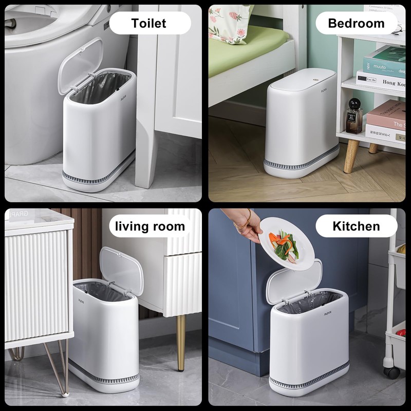 JOYBOS Bathroom Trash Cans,Adsorption Garbage Can with Press Type Lid,10L