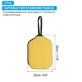 PATIKIL Pickleball Paddle Cover Universal 11.8x8.6 Inch, 2 Pack Neoprene Pickleball Racket Sleeve Paddle Storage Bag with Carrying Strap for Pickleball Paddles,Yellow
