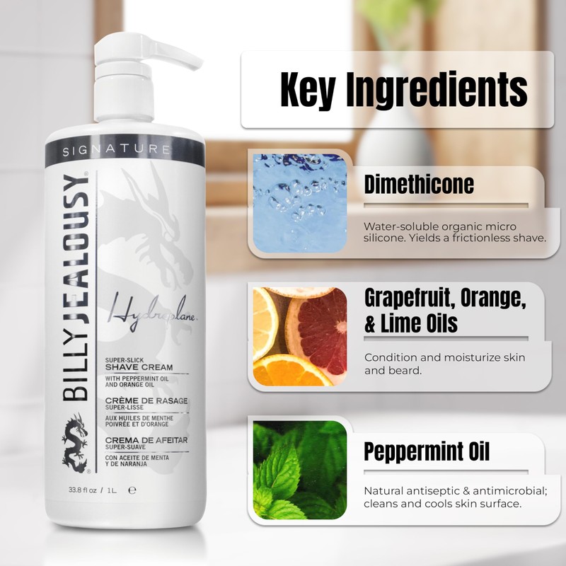 Billy Jealousy Hydroplane Foamless Super-Slick Mens Shave Cream, 33.8 Fl