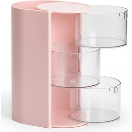 Soporte para cepillos de pelo Organizador de brochas maquillaje giratorio 3 niveles, almacenamiento accesorios para el cabello transparente giratorio 180° con tapa a prueba p