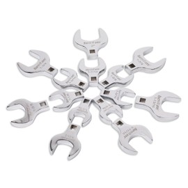 HURRICANE 1/2” Drive Crowfoot Wrench Set, 14 Piece Jumbo Crowfoot Flare Nut Wrench Tool Set, SAE Sizes from 1-1/16" to 2" with Storage Tray, With Fully Polished Chrome Finished