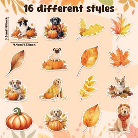 BkeeCten Autumn Dog Sticker Roll - 1000pcs Watercolor Fall Puppy Waterproof Vinyl Reusable Laptop Sticker Coloring Book Scrapbook Water Bottle Page Activity Pad Birthday Party Favor Kids Skateboard