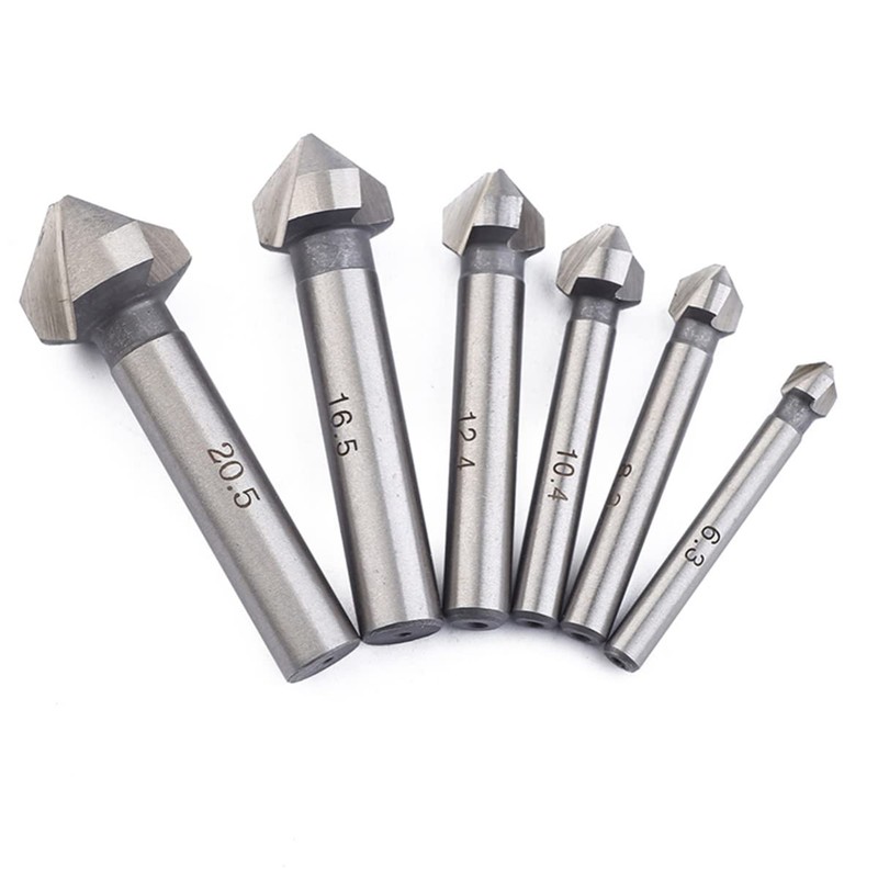 6 Pcs Cobalt Steel Single-End Countersink Chamfer Tool Deburring Tool