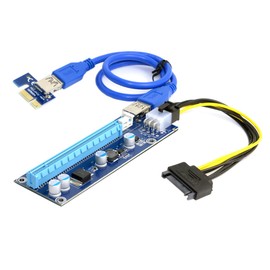 Chenyang PCI-Express X1 to X16 GPU Riser Card Adapter with USB 3.0 ＆ SATA Power Cable
