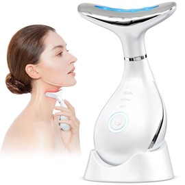 Face Massager Lift Device Electric: Facial Massager Lifting Machine Anti-Aging Neck Eye Device - 3 LED 42°C Heating EMS Microcurrent for Skin Firming - Neck Lifting Anti-Wrinkle Care Slimming Face
