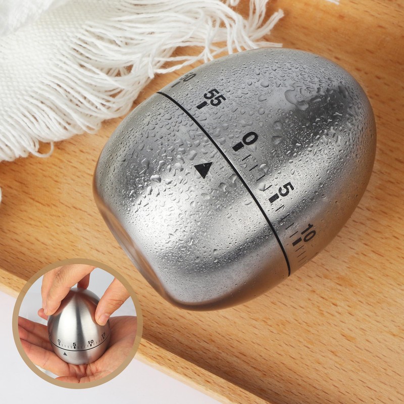 Egg Timer, Kitchen Timer Egg Made of Stainless Steel, Timer,