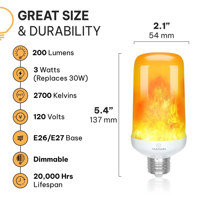 Hudson LED Halloween Bulbs - Flame Effect, 4‑Mode Upside Down