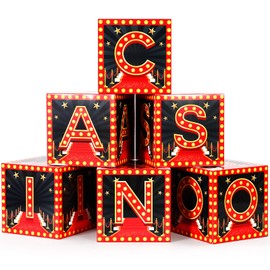 Weekgrat 6 Pcs Large Casino Dice Boxes 12 Inch Casino Theme Party Decorations Jumbo Party Favor Boxes for Centerpieces Night Birthday Party Decorations Supplies