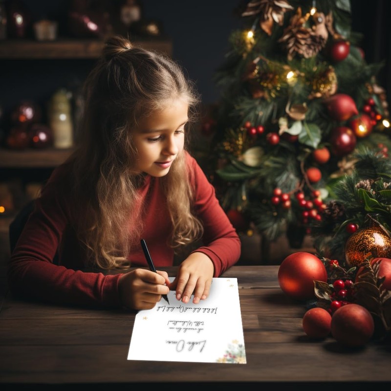 Christmas Letter Paper / Envelope Set with Green Branches and