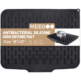 Silicone Dish Drying Mat for Kitchen Counter, Dish Drying Pad, Non-Slip Drain Pad with Built-in Drain, Easy clean,Eco-friendly,Heat-resistant Silicone Mat(16" x 12")