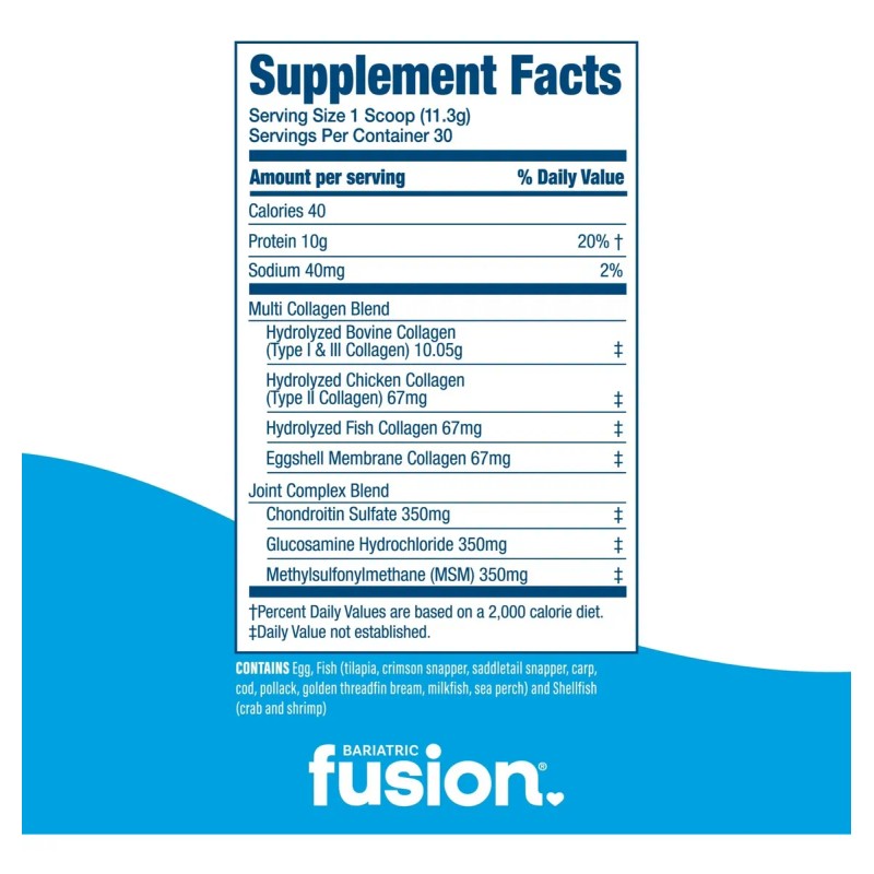 Bariatric Fusion Colágeno Salud Articular Piel Cabello 339g Sin Sabor
