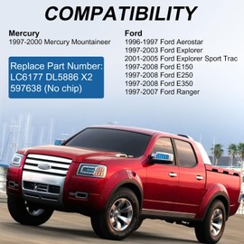 Ignition Switch Door Lock Cylinder Kit for Ford, Door Lock Cylinders & Ignition Switch with Keys Compatible with 97-08 Ford E150 E250 E350 Ranger 96-07 Explorer Aerostar, Replace LC6177 DL5886 597638