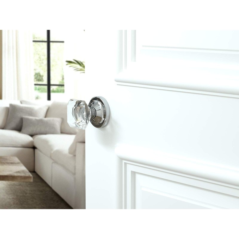 (5 Pack) Privacy Princess Cut Crystal Door Knobs Chrome Round