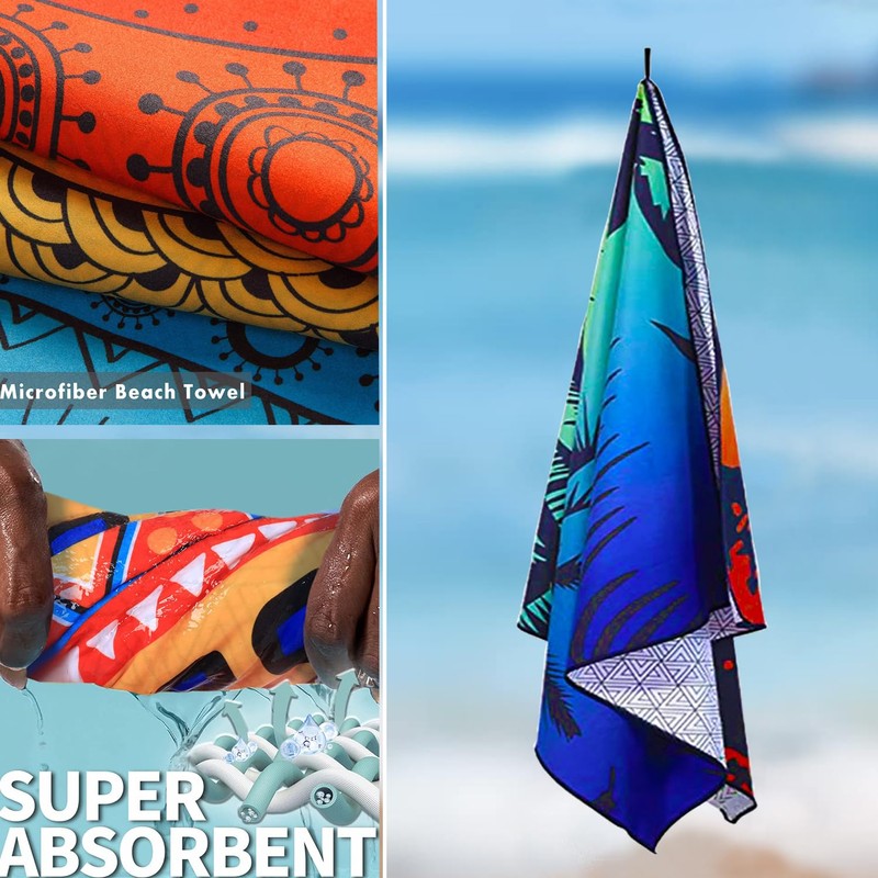 Lonimia Beach Towel Microfibre Towels Sand-Free Quick-Drying and Lightweight Beach