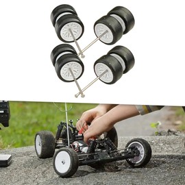 8 Pieces 1/64 Scale Wheels Replacement Parts with Car Wheels Axles for RC Truck, Diecast Car Model, Kids Accessories, White