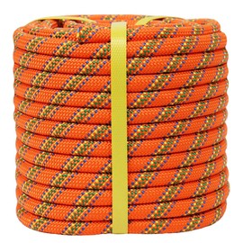 YUZENET Braided Polyester Arborist Rope (3/8 inch X 150 feet) High Strength Outdoor Rope for Rock Climbing Hiking Camping Swing, Orange/Blue/Green