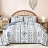 Drucon Boho King Size Aztec Quilt Set 3 Pieces Blue