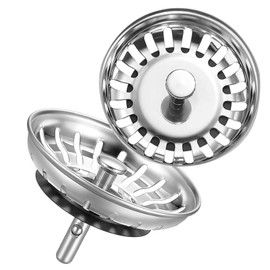 Kitchen Sink Strainer Plug 78mm Hole Diameter, Chonphan 304 Stainless Steel Sink Plug Replacement with 20 Holes for Food/Hair Catcher- 2 Pack