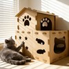 25 Inch Two Level Cardboard Cat Scratcher House, 2-in-1 Multi-Level