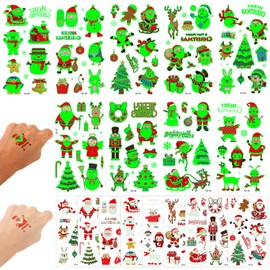 18 Sheets Christmas Stickers, Various Patterns Glow In The Dark Christmas Temporary Tattoos Colorful Luminous Xmas Tree Stickers for Kids for Christmas Winter Party Decor