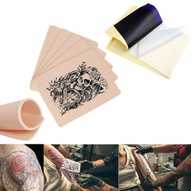 Techson Tattoo Skin Practice, 10Pcs Blank Double Slides Fake Skin for Tattoo Beginners and Microblading Eyebrow Practice (7.4 x 5.6in) (5 x 3mm Skin+ 10 x Paper)