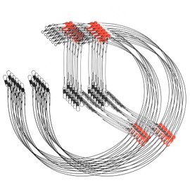 AIRKOUL 12/24pc Mono Leader Rigs - High Low Surf Fishing, Snaps, Swivels, Beads, 1/2 Arm for Bait, Lure, Hook, Salt/Freshwater (leader-STBK01-2armX24)