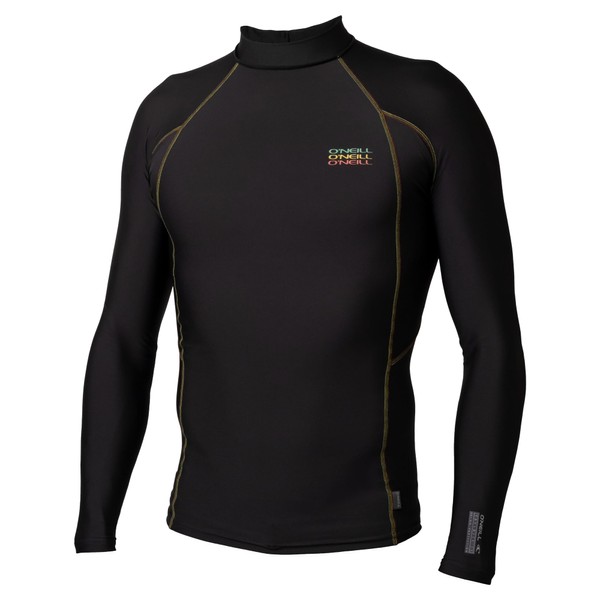 O'Neill Men's Standard Premium Skins Graphic L/S Rashguard, Black/Rasta