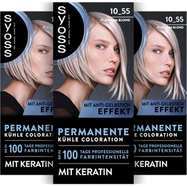 SYOSS Coloration 10_55 Platinum Blonde (115 ml), Permanent Colouration with Keratin Gives a Cool Shade for up to 100 Days of Professional Colour Intensity, with Anti-Yellow Tint Effect