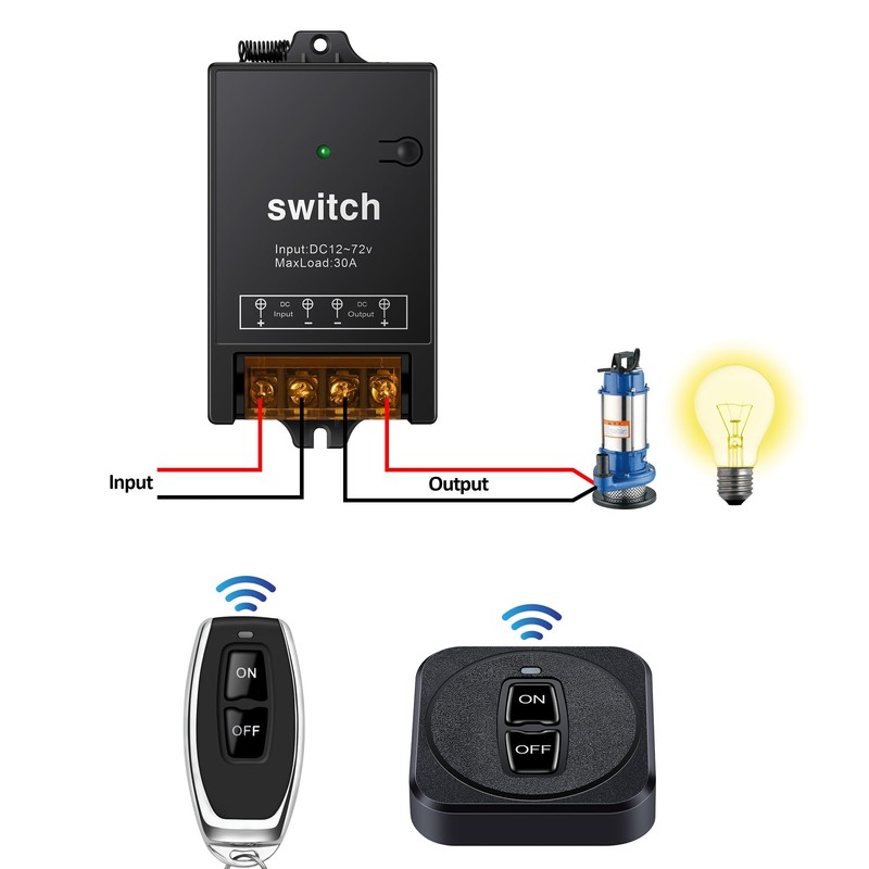 SRDKG 12V Remote Switch with 30A Relay, 12 Volt Wireless
