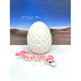 3D Printed Baby Dragon with Egg, 6" White and Pink Easter, Gemstone, Rose, Sushi, Woodland Baby Dragon, Fidget ADHD Autism Toy BD007WP-WE (Orchid Baby Dragon)