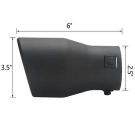 LCGP Adjustable 2.5"-3" Inlet Exhaust Tip 2.5"-3" x 4.5" x 7" Bolt-On Design Solid Mounting Black Powder Coated Finish Stainless Steel Exhaust Tip