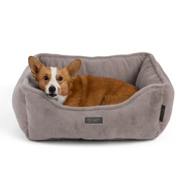 NANDOG Cloud Prive Collection Washable Cat and Dog Bed for Small to Medium Breeds – Made of Ultra Soft Micro Plush Fabric – Reversible Design with Double-Stitched Seams (Taupe Gray, Prive 25”)