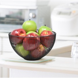 IPEA Metal Table Fruit Basket - Modern and Elegant Design - Fruit Basket for Fruit, Citrus, Nuts, Food - Fruit Bowl for Open Table Decoration - Black