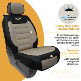 LPI Truck Heavy Duty Premium Truck Seat Covers for Full-Size Truck SUV, Padded Seat Cover with Bottom Wrap-around, Front Seat Protector; Front & Rear Storage Pockets, Waterproof, 2 pc