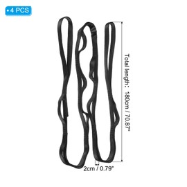PATIKIL 71 Inch Daisy Chain Straps, 4 Pack Strong Climbing Strap Adjustable Nylon Chain Sling with 8 Loops for Aerial Yoga Hammock Swing, Black