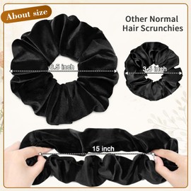 CEELGON Black Big Velvet Scrunchie 6.5 Inches Jumbo Scrunchies Hair Ties Oversized Ponytail Holder for Thick Curly Hair Extra Large Hair Accessories for Women (Black)