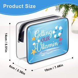 Beach Lover Gift Ocean Themed Travel Makeup Bag Summer Vacation Gift Clear Cosmetic Bag Cruise Sea Lover Gift Birthday Christmas Graduation Gifts for Women Girl Friend Sister Zipper Toiletry Pouch