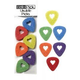 BoloPick Felt Picks for Ukulele, Guitar, and Bass 12 Pack (Bright Hearts)