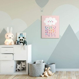 Stupell Industries Raining Rainbow Hearts with Happy Cloud, Designed by Seven Trees Design Wall Art, 24x30, Canvas
