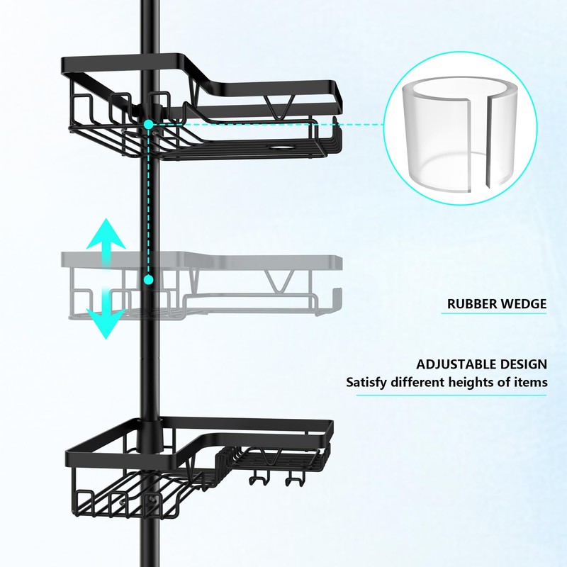 DAOYA Corner Shower Caddy Tension Pole - 4 Tier Stainless